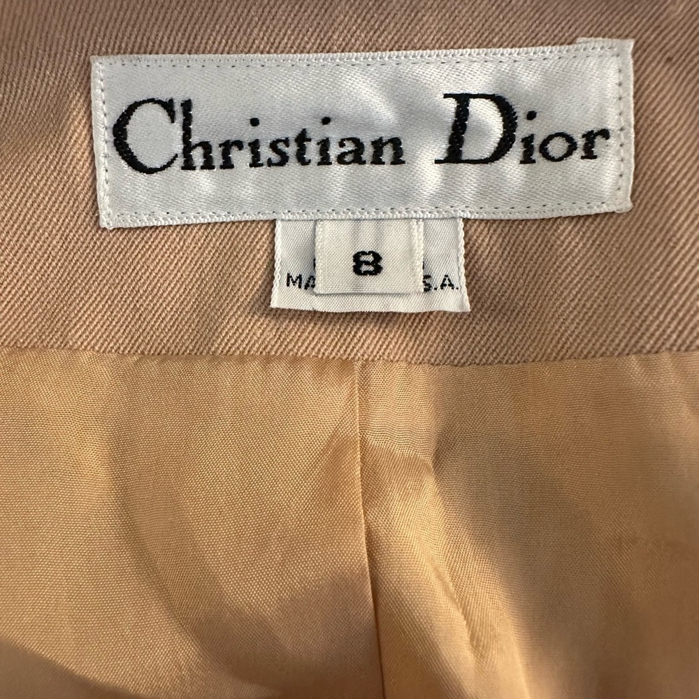 Christian Dior Tan Vintage 100% Wool 2 pc. Blazer & Skirt Suit Set Size 8 - Picture 6 of 14